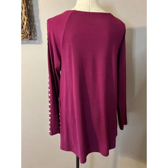 Soft Surroundings Tunic Top M Medium Dark Purple Cotton Modal Washable Fall NEW - Picture 11 of 12